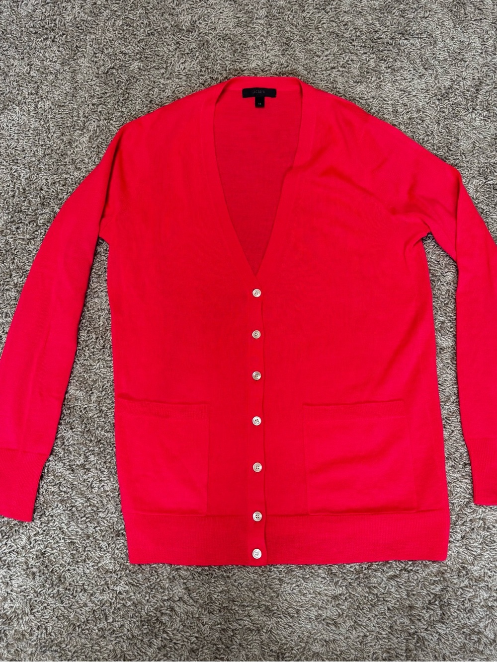 J. Crew Bright Red V-Neck Button Cardigan women’s XS casual preppy classic EUC
